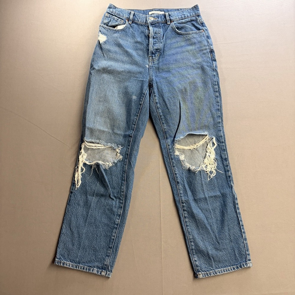 PacSun Womens High Rise Straight Jeans Distressed Blue Medium Wash Denim 26